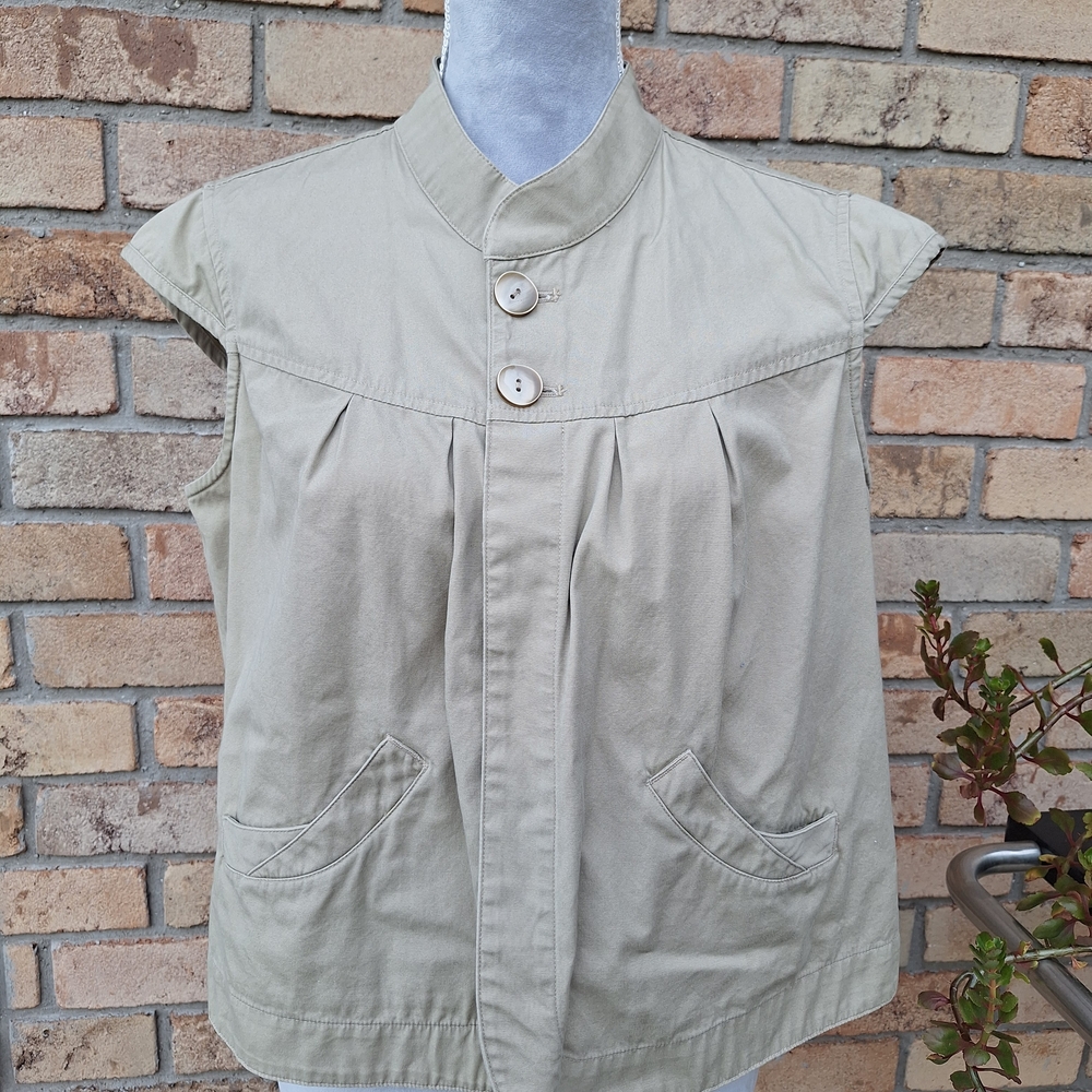 Christopher & Banks Tan Button-Front Top - Picture 2 of 9